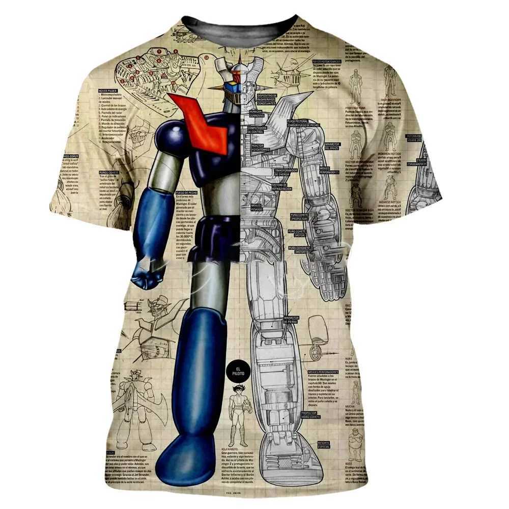 High Quality Fashionable mens short sleeved 3D Mazinger Z printed Transformers pattern mens T-shirt trendy cool T-shirt summer street comfort T250108