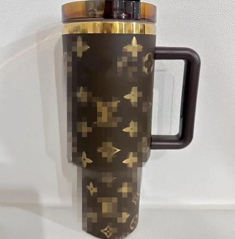 US STOCK 40Oz Designer Car Mugs Stainless Steel Insulated Tumbers With Handle And Lids Vacuum Cute Cat Travel Water Drinking Bottles 0108