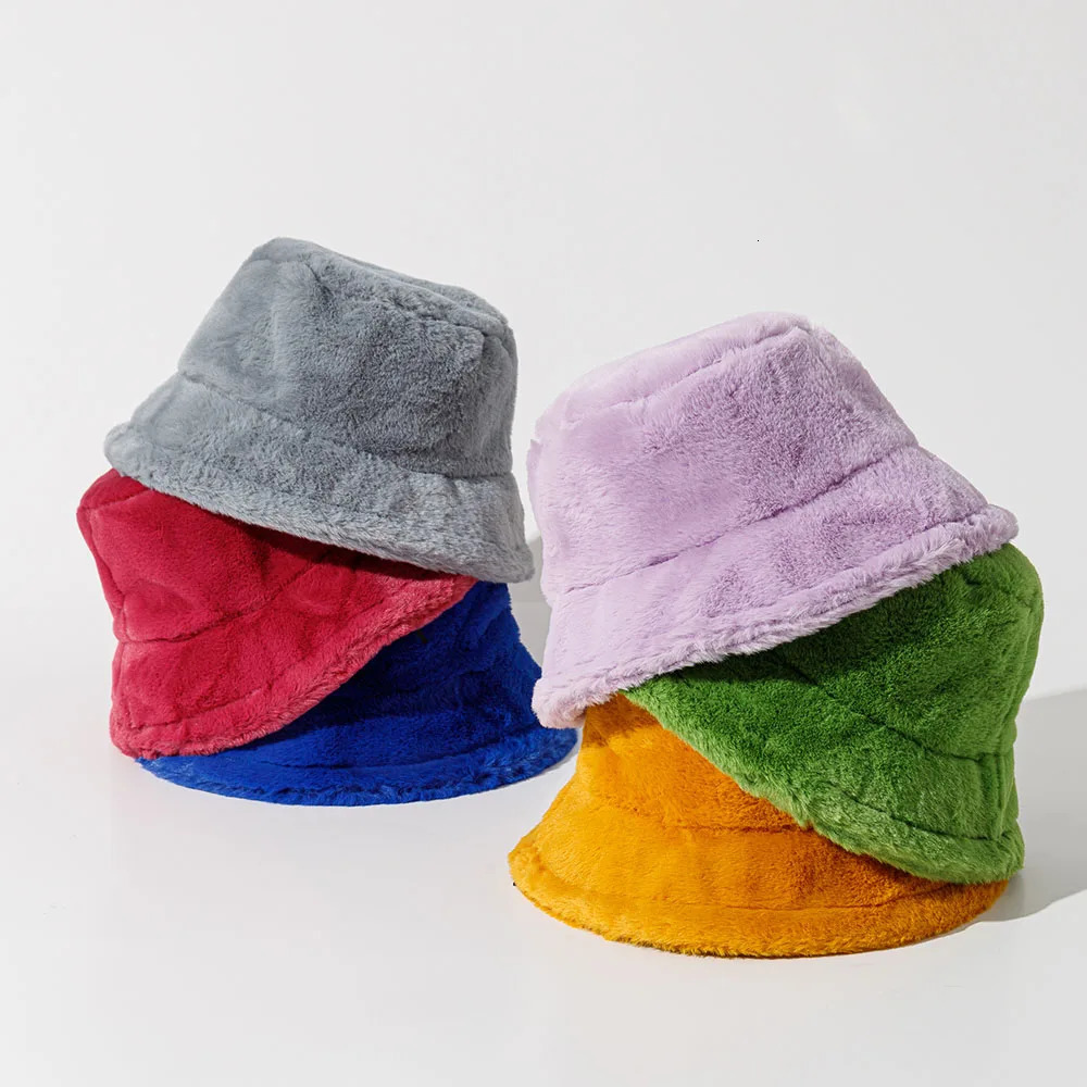 2024 Funny Fashion Autumn Winter Leopard Fur Bucket Hat sheep Ear Ball Plush Fisherman Hat Soft Warm Thick Basin Bucket Hats 250107
