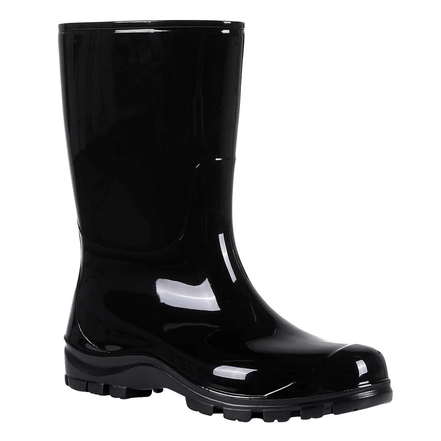Evshine Women Rain Boots Black Waterproof Mid Calf Lightweight Cute Booties Fashion Out Work Comfortable Garden Shoe Rubber Sole 250106