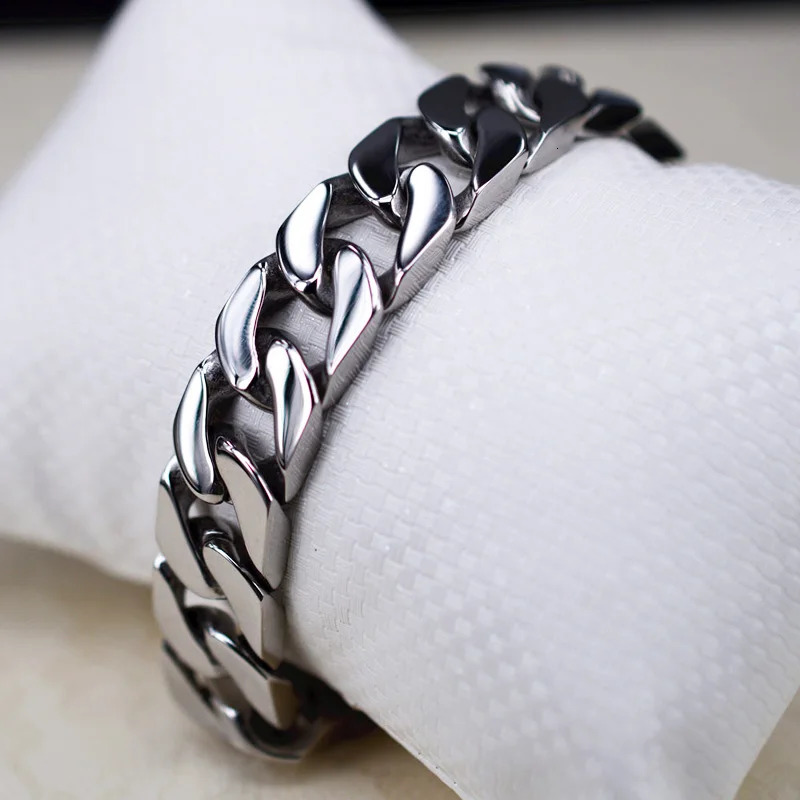 Fashion Real Steel Men Bracelets Punk Bangle Pulseras High Polished Wristbands Classic Jewelry Brace lace 1.5cm 250107