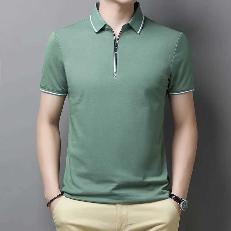 New Mens Casual and Fashionable Solid Color Short Sleeved Polo ShirtXJ250108
