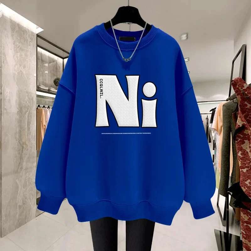 2025 Korean Women's Long Sleeve Designer Hoodie Retro Women's Round Neck Sweatshirt Autumn/winter Women's Loose Large 4XL Sweatshirt