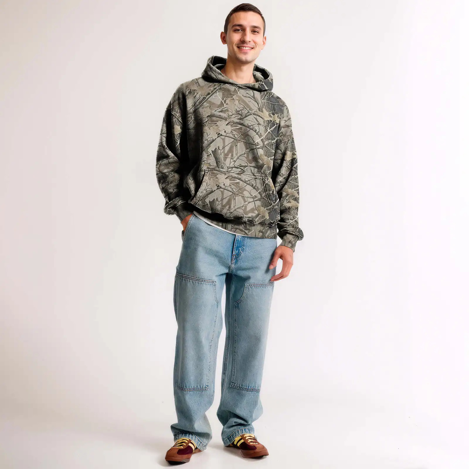 Y2K Retro Outdoors Hoodie Men Camouflage Pattern Disguise Sweatshirt High Street Hip Hop Streetwear Oversized Unisex Camo Hoodie 250107