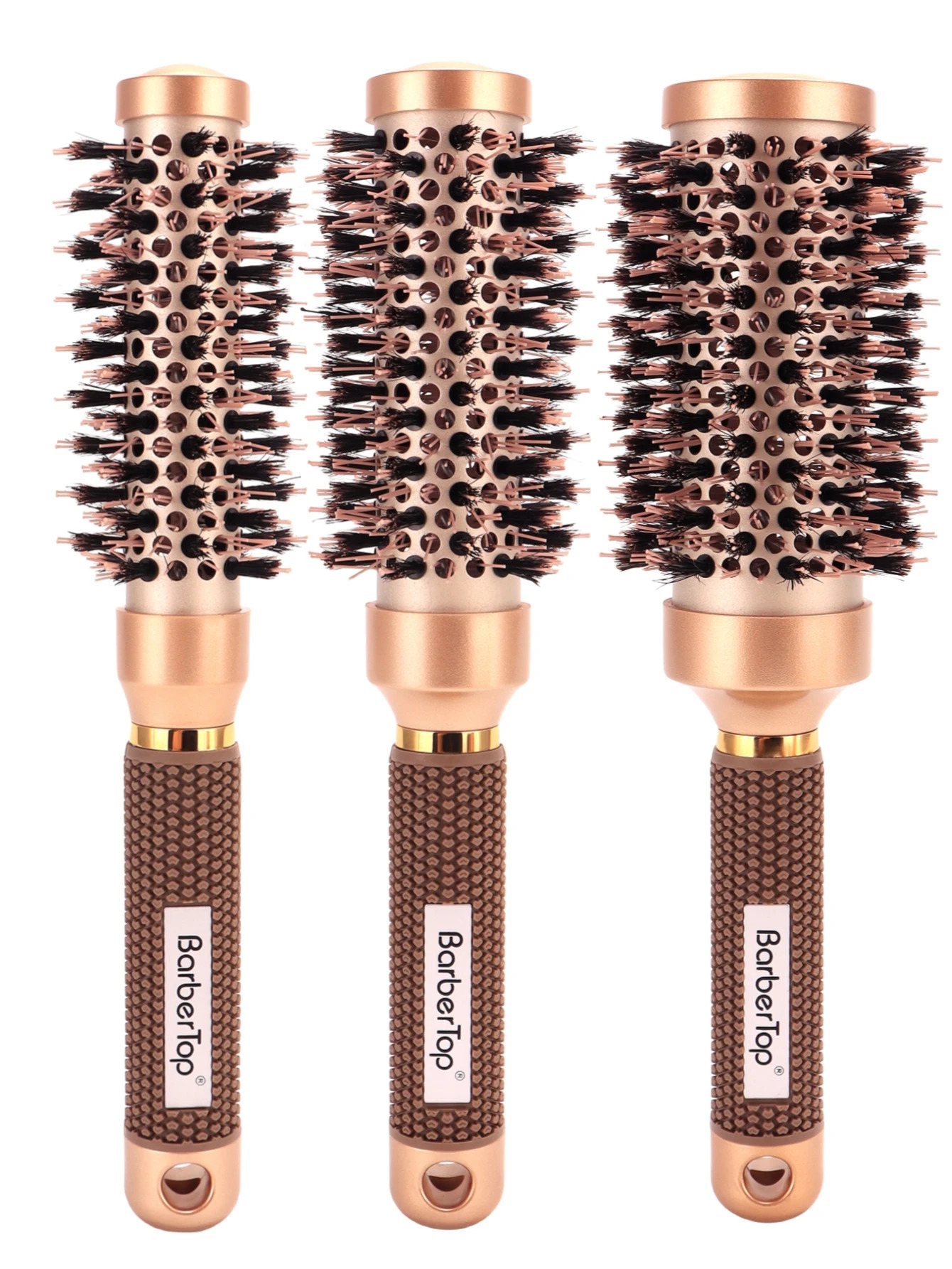 3PCS Salon Hair Comb Set Professional Iron Round Comb Hairdressing Curly Hair Rollers High Temperature Resistance Hair Brush 250106