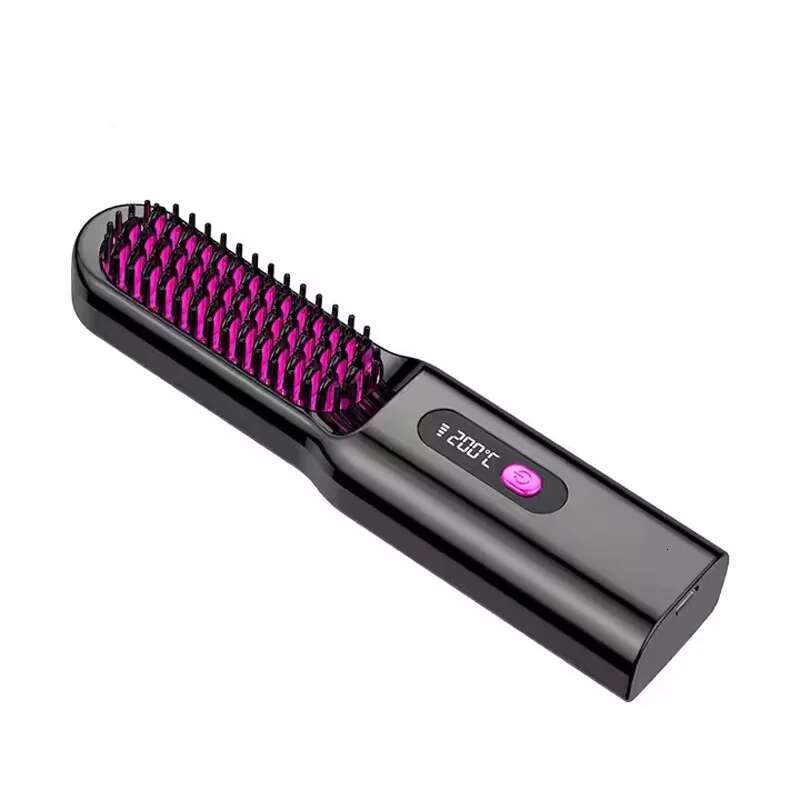 LCD USB Wireless Straighteners Ceramic Hot Comb Straightening Curg Brush Hair Styg Straightener Lazy Person's Tool