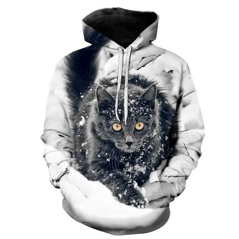 New super cute 3D cat hooded sweatshirt suitable for both men and women. Diy hooded autumn boy and girl animal white streetwear W250108