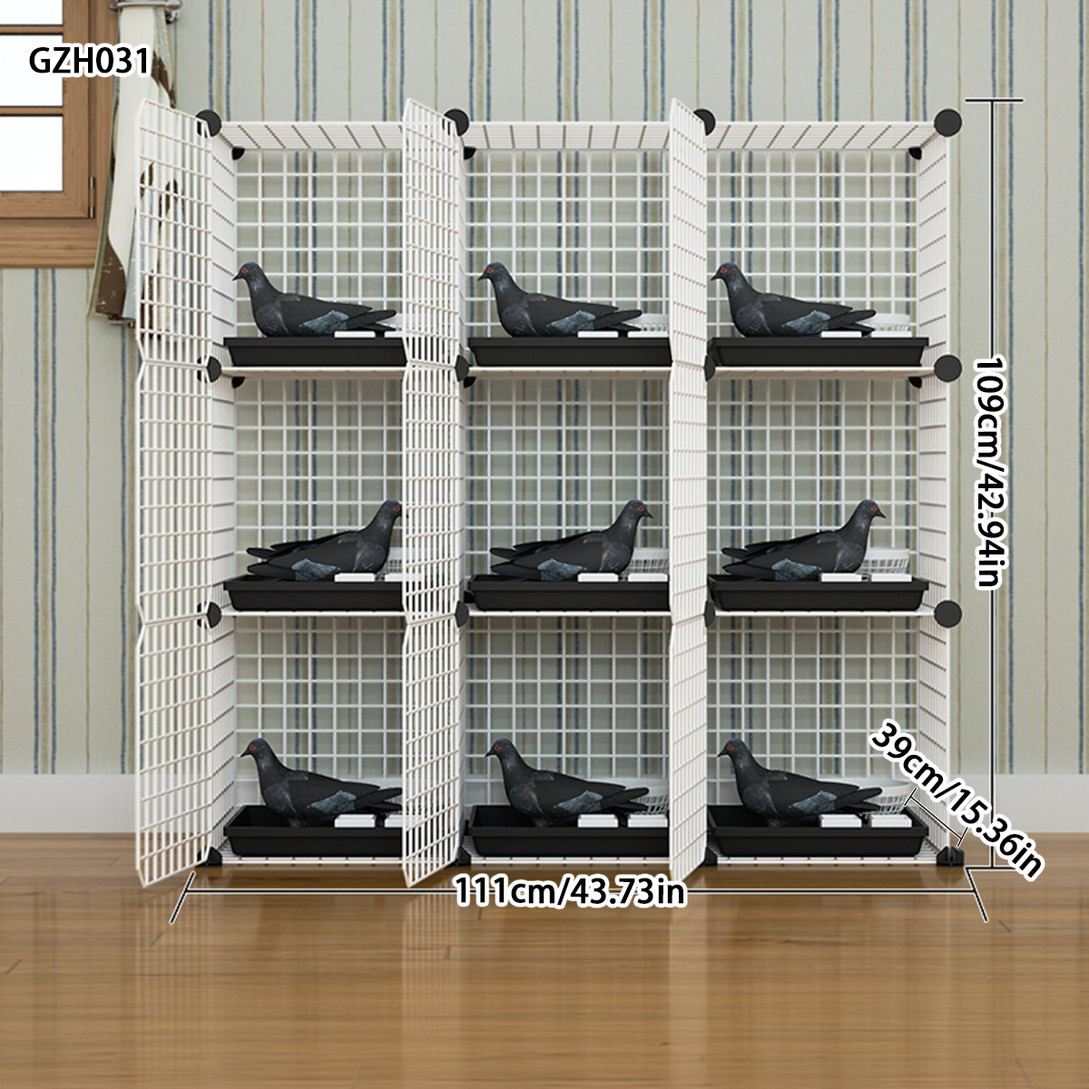 Premium Large Household Pigeon Enclosure Multilayered Iron Birdhouse with White Grid Pattern