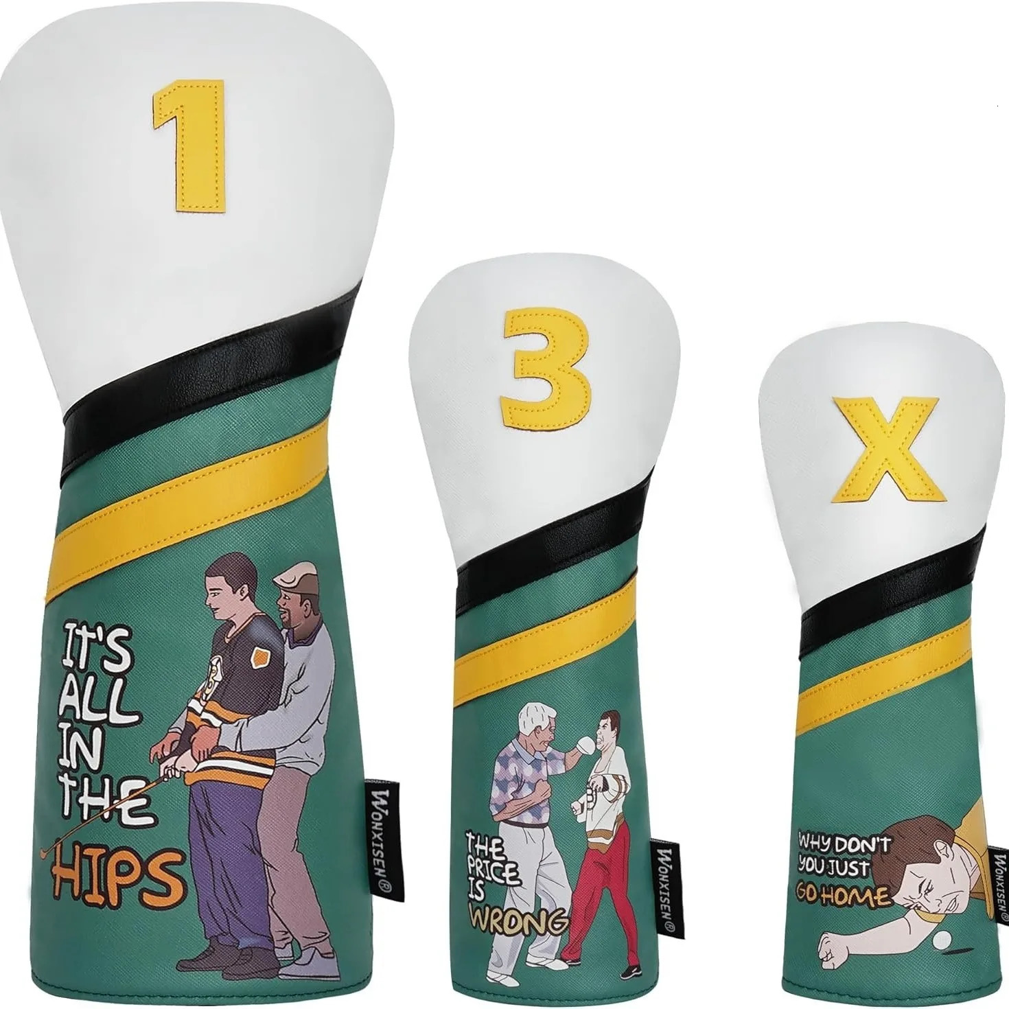 Golf Club Head Covers Funny Golf Driver Head Cover Leather Headcovers Set for Men and Women All in the Hips Go Home Ball 250108