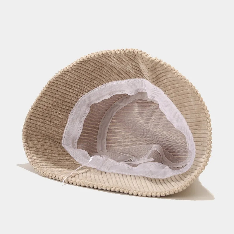 Spring Autumn Corduroy Bucket Hat Solid Color Women Men Fisherman Hat Hip Cap Foldable Bob u Panama Fishing Cap 250107