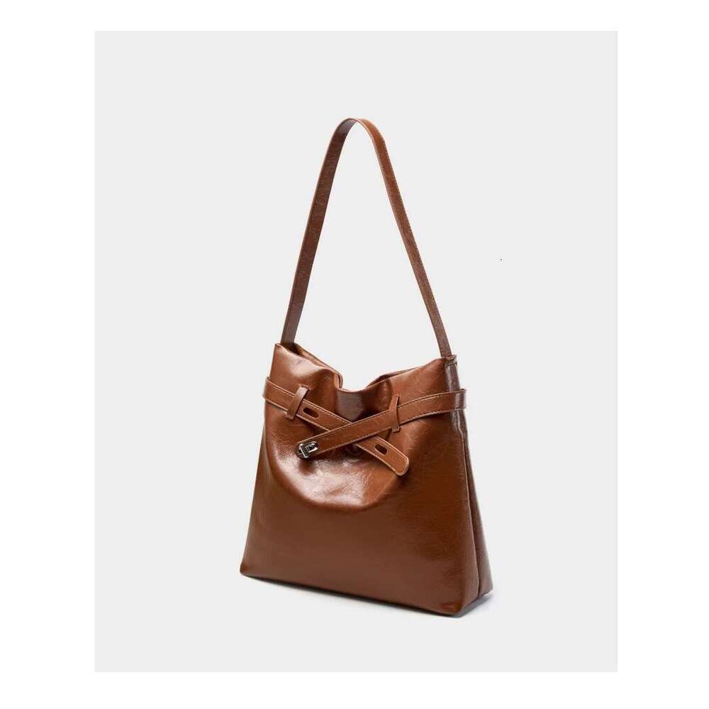 Women's Bags handbag Hifashion Retro Oil Wax Genuine Leather Large Tote Shoulder Bags For Women Designer Bucket Underarm Ladies Handbags