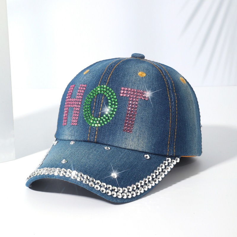 LOVE with diamonds baseball cap casual versatile inlaid diamond duck tongue cap letters decorated sunscreen cowboy sun hat wholesale
