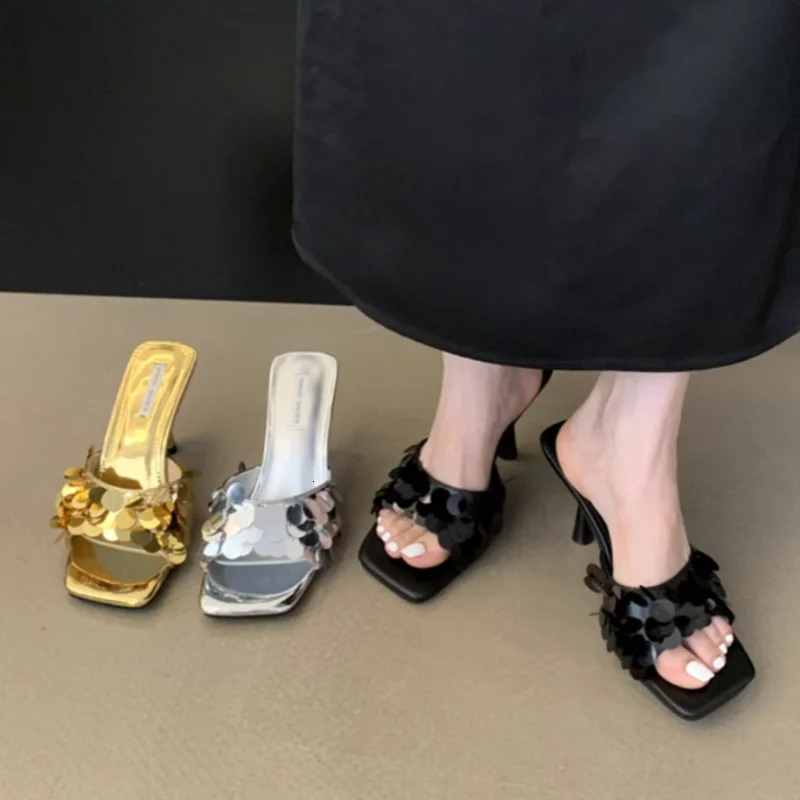 Summer Open Toe Breathable Stiletto Sexy Elegant High Heels Fashion Comfortable Casual Slippers Womens Shoes Zapatos Mujer 250107