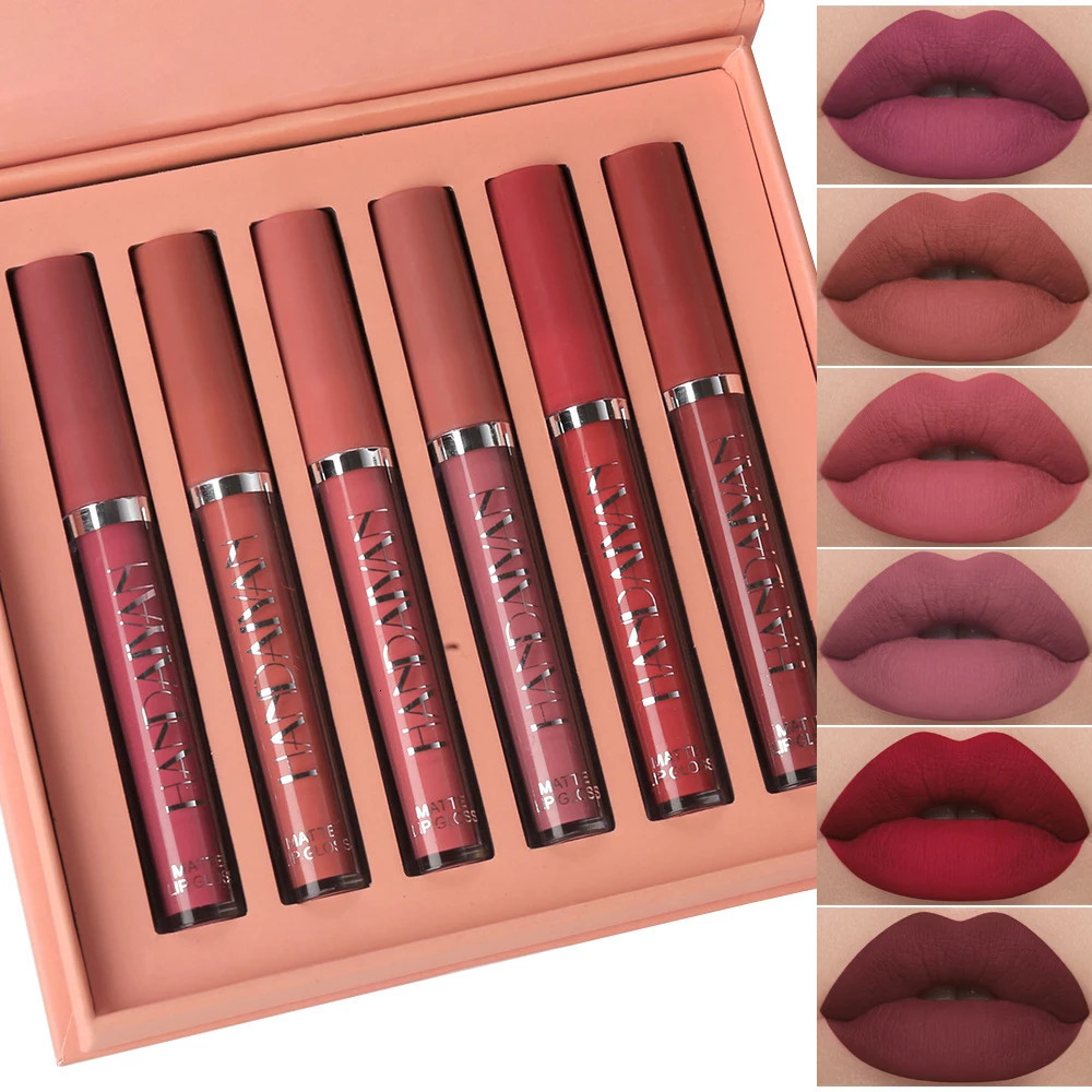 6Pcs/Box Makeup Lipstick Liquid Set Velvet Matte Gloss Lip Red Lipstick Nude Women Long Lasting Waterproof Beauty Cosmetic Kit 250108