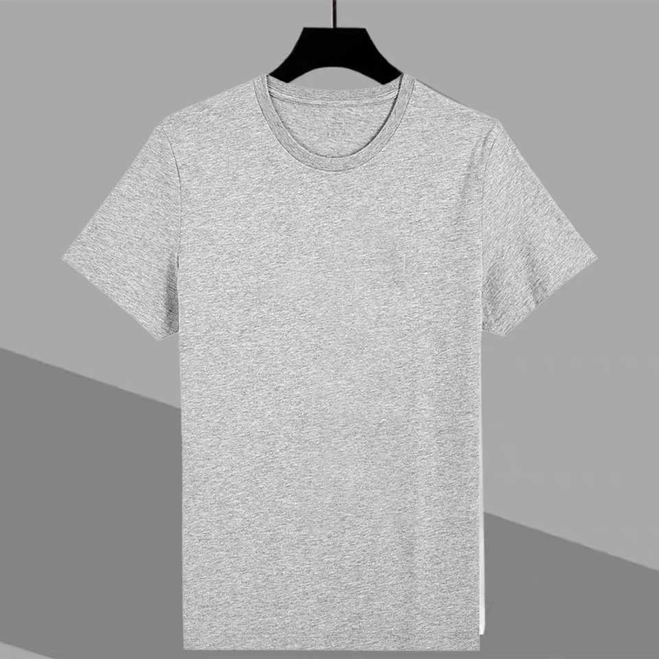 Mens casual T-shirt comfortable round neck short sleeved slim fit solid elastic T-shirt fashionable M250108