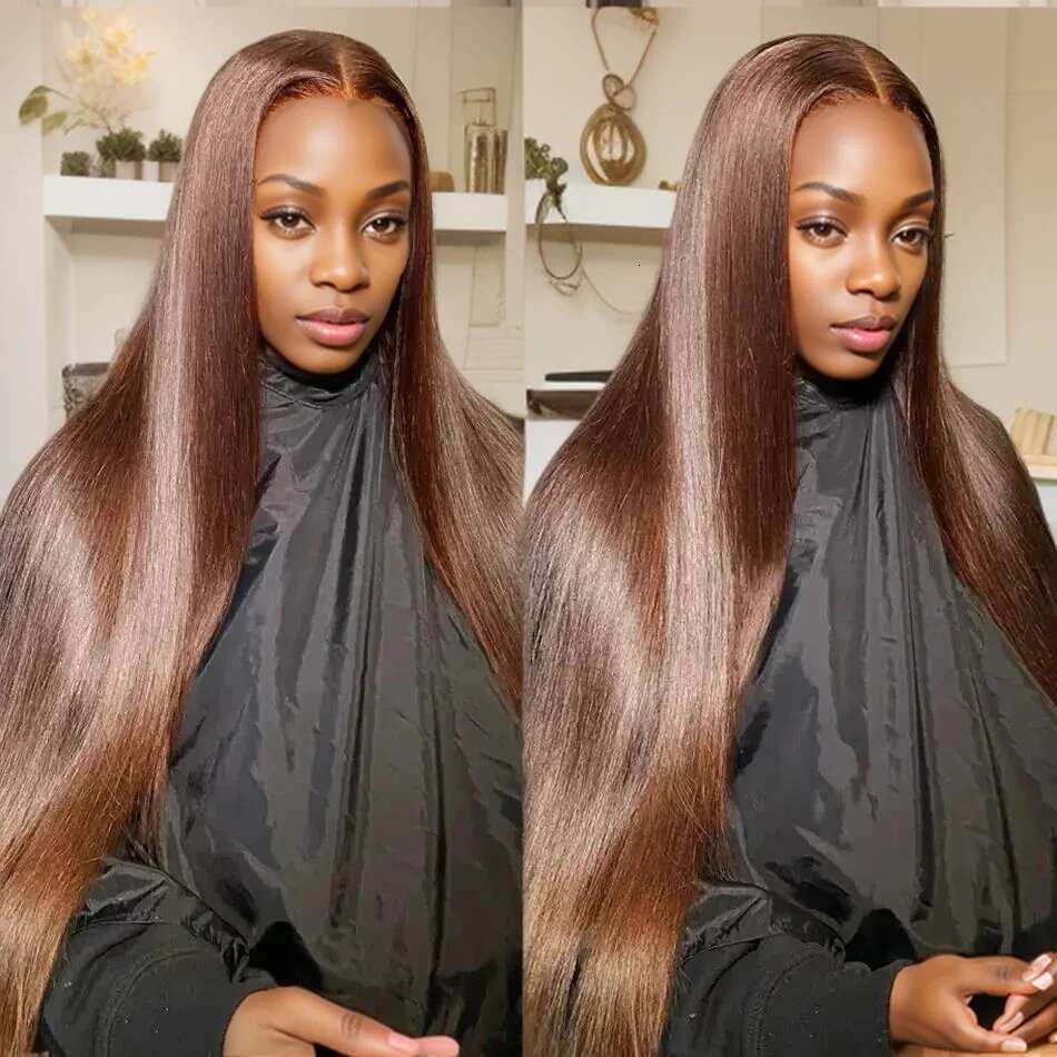 Chocolate Bone Straight 13X4 13X6 Frontal Human Hair Wigs 100% Quality 360 Hd Full Lace Brown Colored Closure Wig