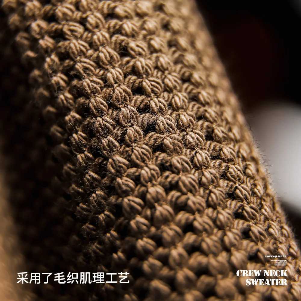 Maden Black Crew Mens Collar Sweater Loose Knitted Hoodie Autumn Casual Off Shoulder Sleeve Pulling Stretch Leads W250108