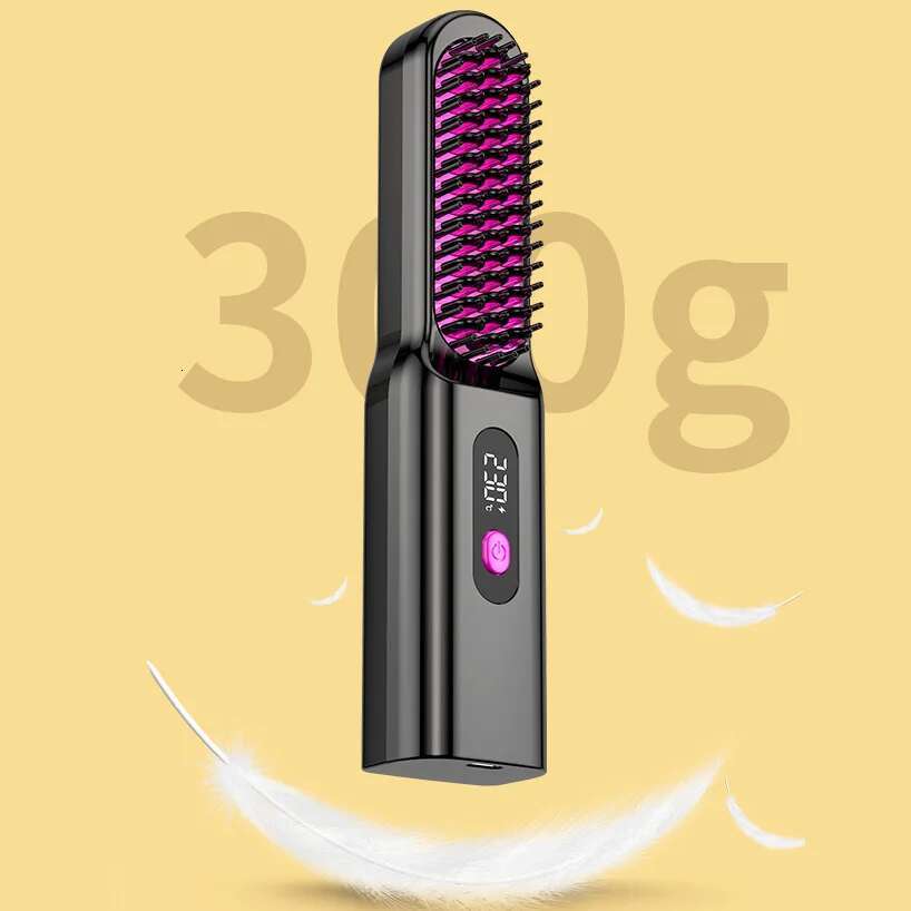 LCD USB Wireless Straighteners Ceramic Hot Comb Straightening Curg Brush Hair Styg Straightener Lazy Person's Tool