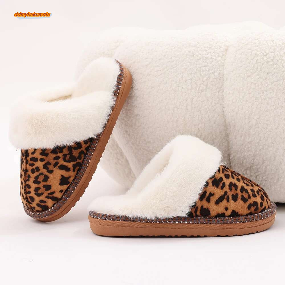Kidmi Fashion Fuzzy Cotton Slippers For Women Indoor Non-slip Faux Fur Collar Fluffy Slides Winter Soft Cozy Plush House Shoes ddmykukumalu