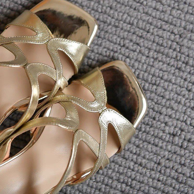 Women NEW hot Sandals High Heel French Gentle hot Style Exposed Toes Versatile Beach Seaside Wear Triple Black Brown Gold Sier Free shipping