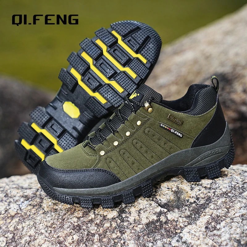 Men Casual Classic Waterproof High Quality Women Climbing Shoes Outdoor Sneakers Trekking Leather Footwear ddmythur