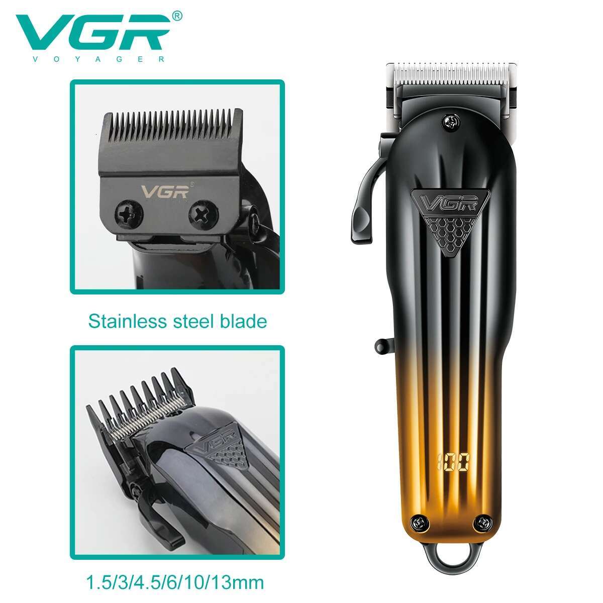 VGR Comno Kit Barber Clipper Professional Electric Shaver Rechargeable Beard And Hair Trimmer For Men Haircut hine V-644