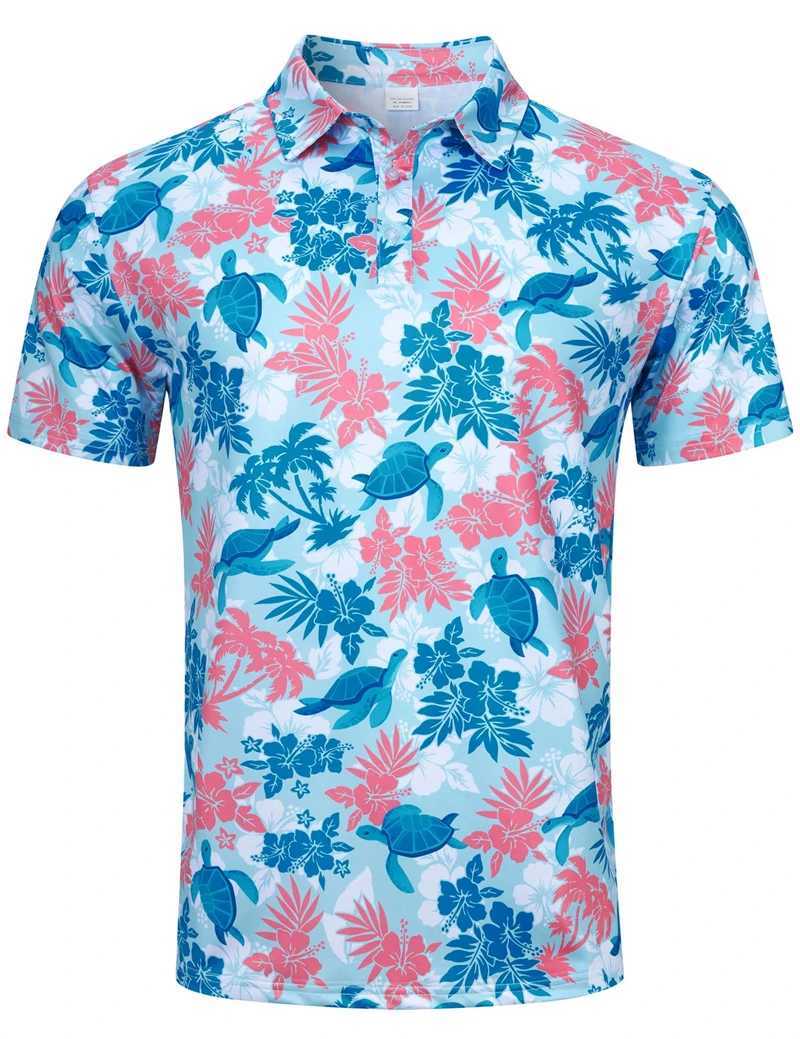 Fashion Men Polo Shirt 3d Hawaii Print Daily Casual Short Sleeve Loose Oversized T-Shirts Street Cool Tops Summer MenS ClothingXJ250108