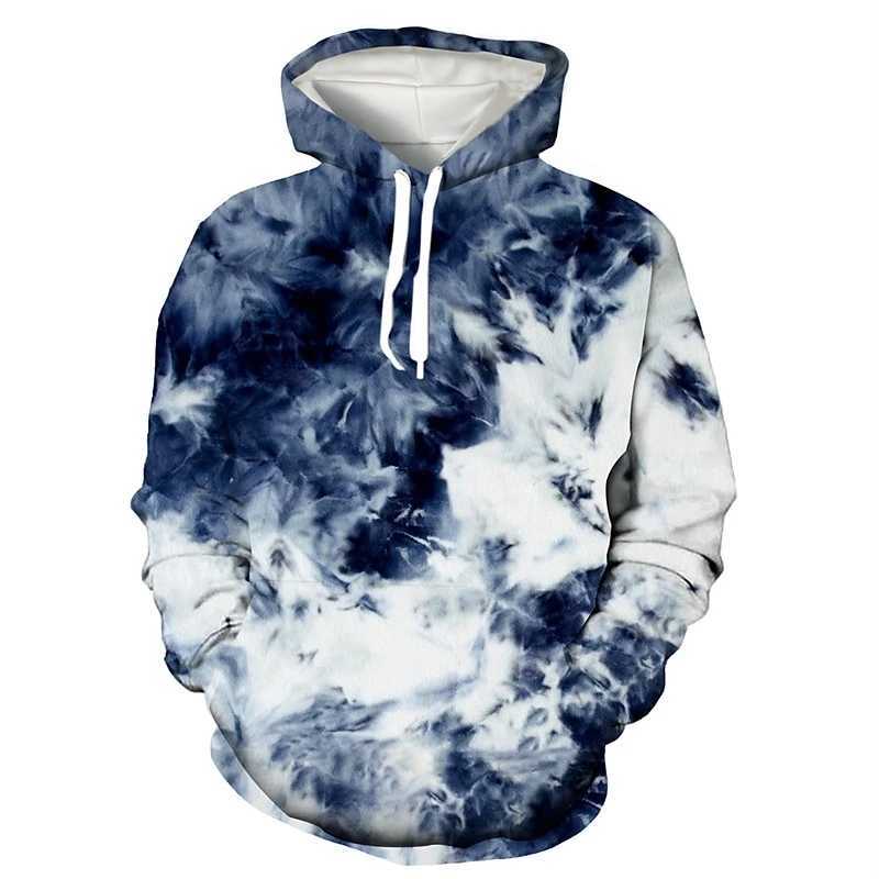 Fashion tie dye pattern mens hoodie simple autumn long sleeved mens 3D printed hoodie casual oversized couple sports shirt W250108