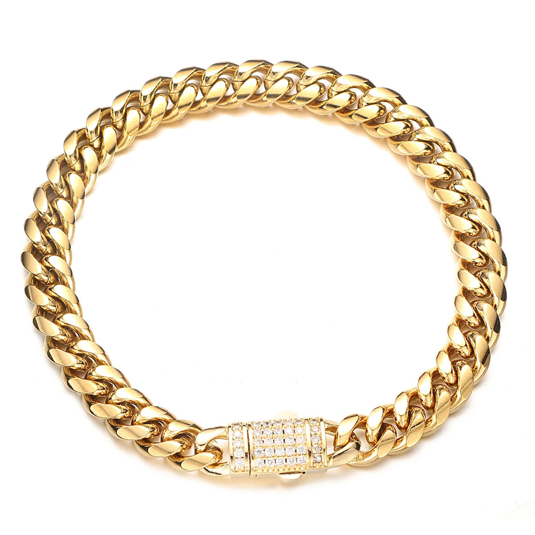 68101214mm Men Chain Bracelet Stainless Steel Curb Cuban Link Chain Bangle for Male Women Hiphop Wrist Jewelry Gift 250107