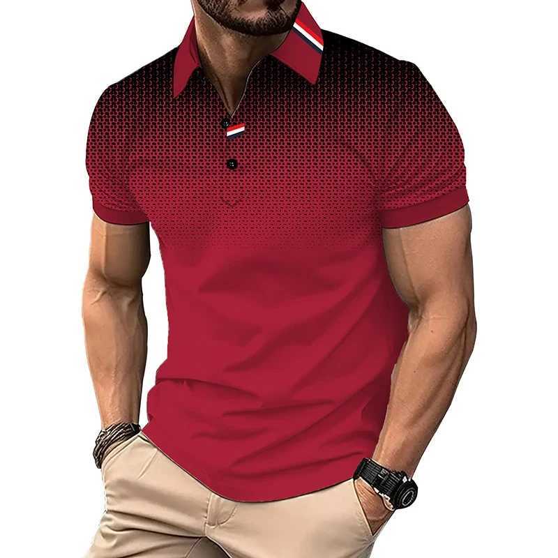 New Summer Trending Men Short Sleeve Slim Fit Polo Shirt Men Gradient Color 3Ddigital Print Polo Shirt Men Golf Polo Shirt TopsXJ250108