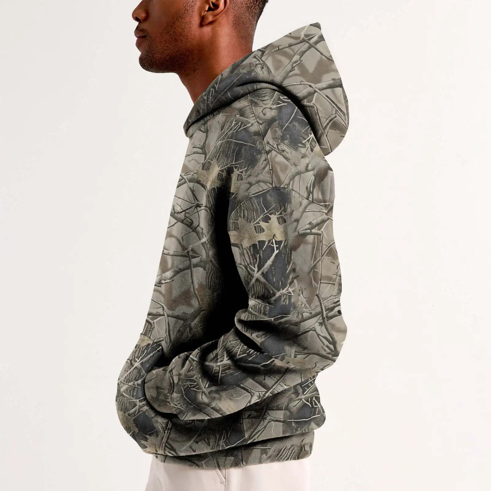 Y2K Retro Outdoors Hoodie Men Camouflage Pattern Disguise Sweatshirt High Street Hip Hop Streetwear Oversized Unisex Camo Hoodie 250107