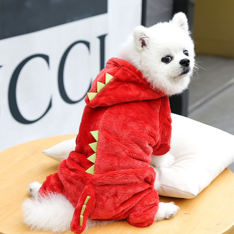 Autumn and winter warm four-legged small medium-sized dog dog cat dinosaur into pet clothing manufacturers wholesale