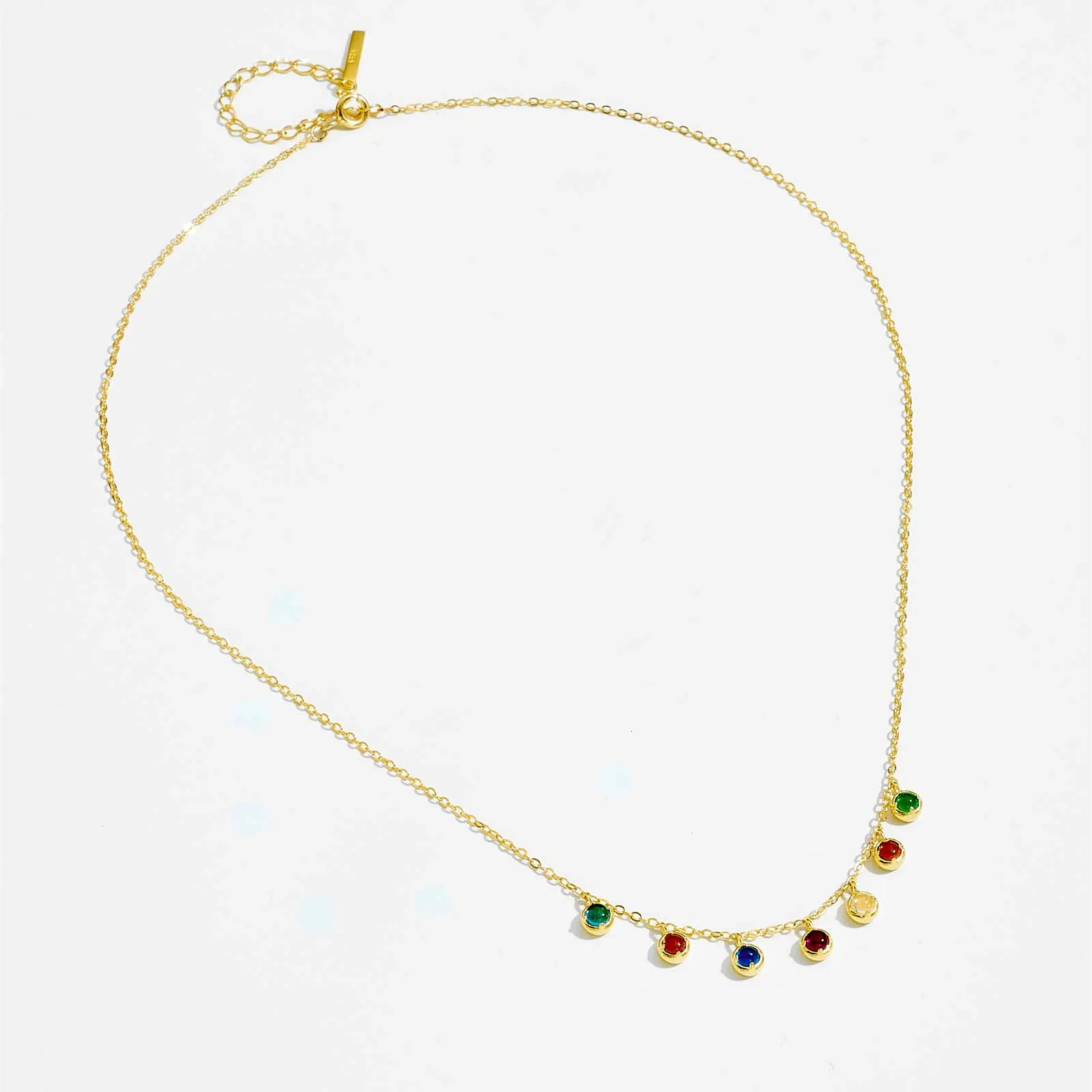 ANDYWEN 925 Sterling Silver Gold Rainbow Chain Colorful Gems Charm Beads Choker Necklace 2024 Women Fine Jewelry250103
