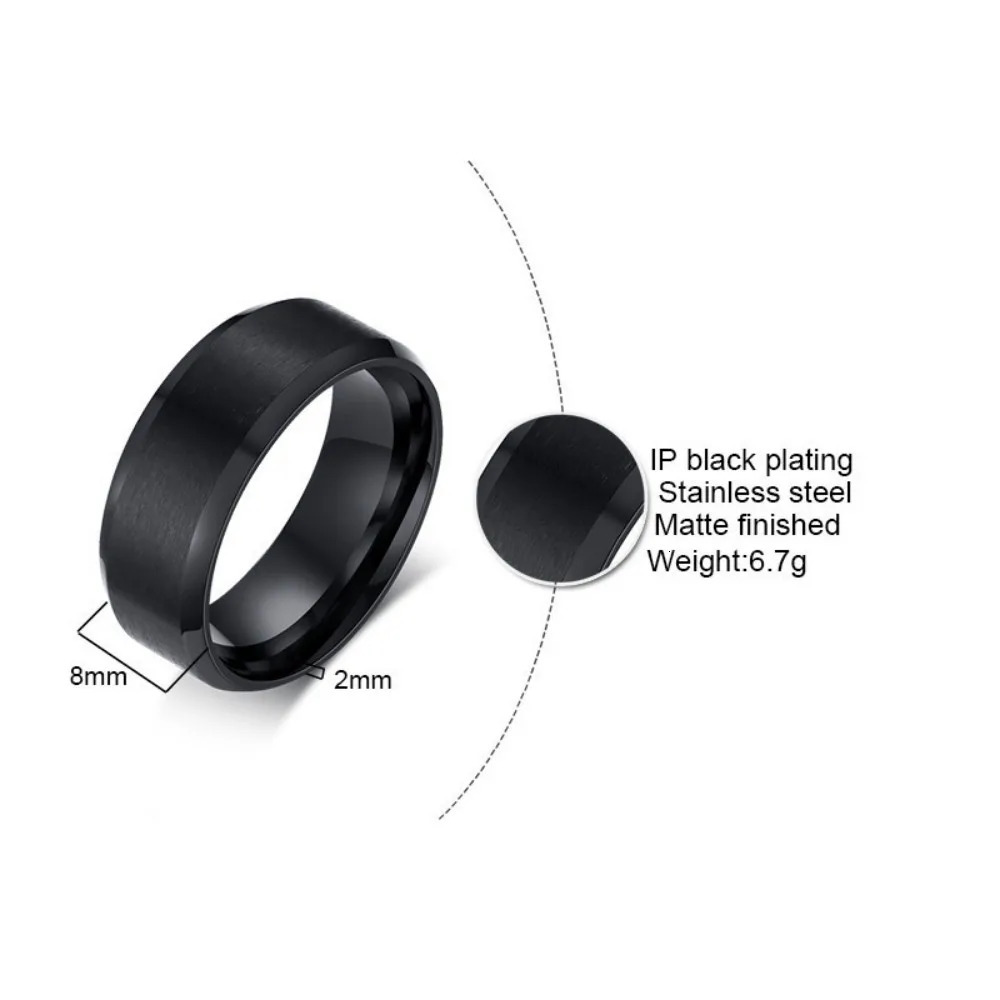Fashion Charm Jewelry Ring for Men Women Stainless Steel Black Rings Wedding Engagement High Quality Matte Male Accessory 250107