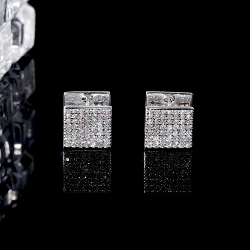 2025 Ins Top Sell Handmade Stud Earrings Women Fashion Jewelry 925 Sterling Silver Pave White Sapphire CZ Diamond Double Smooth Lady Earring For Lover