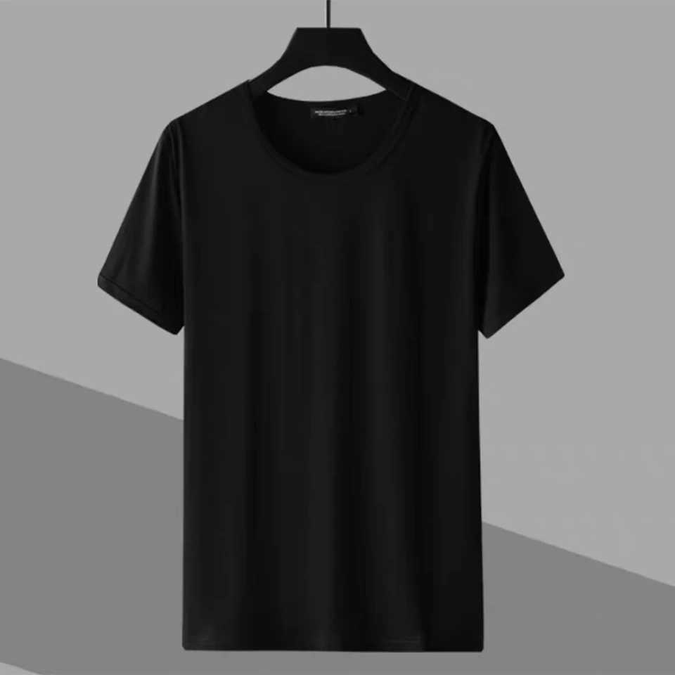 Mens casual T-shirt comfortable round neck short sleeved slim fit solid elastic T-shirt fashionable M250108