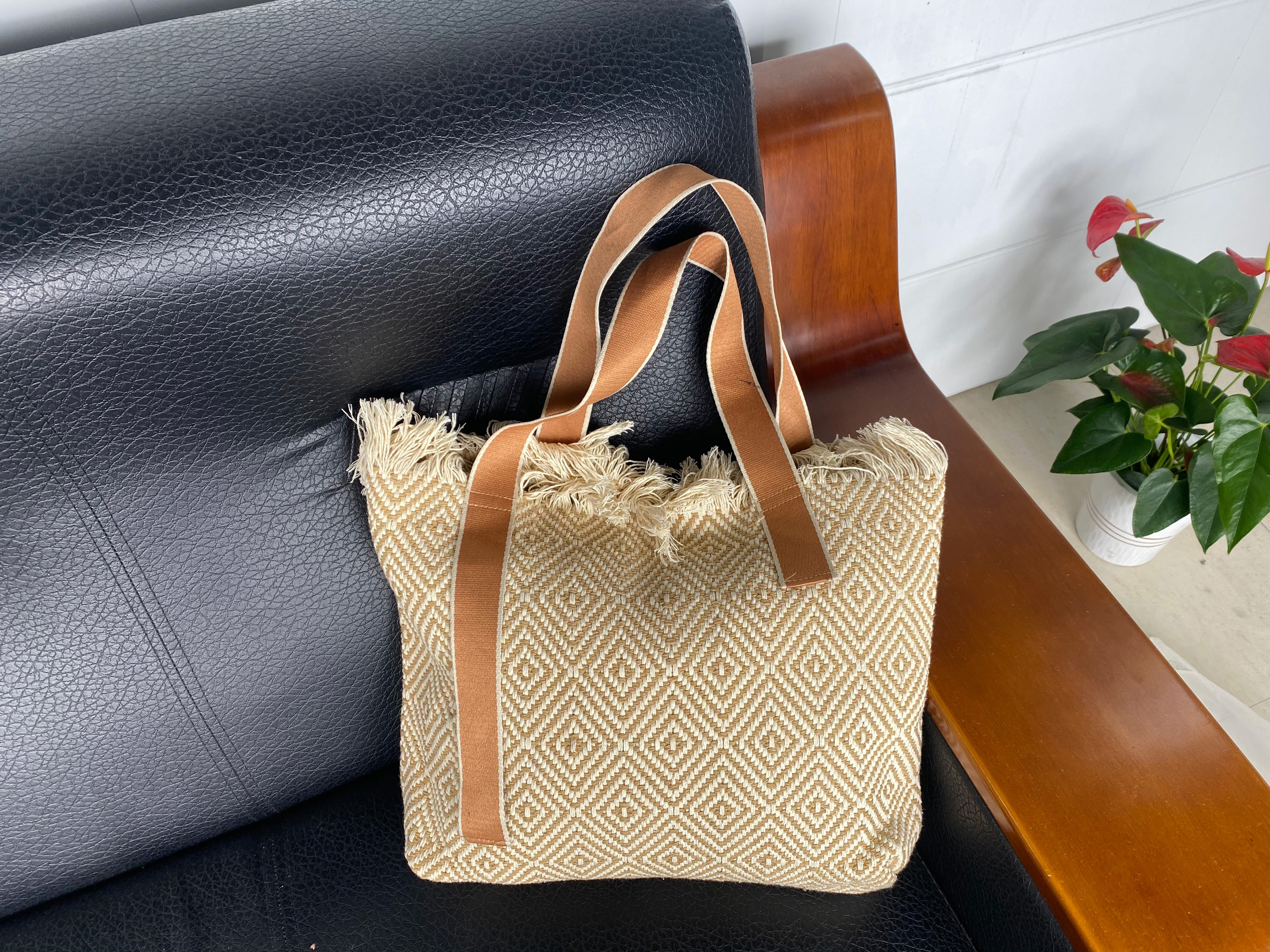 Authentic Handmade Coarse Fabric Shoulder Purse