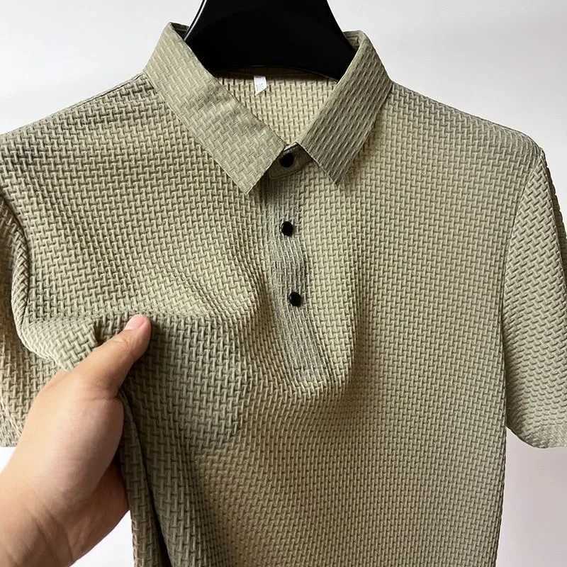 New Summer Brand Polo Shirt High Quality Mens Short Sleeve Breathable Top Business Casual Sweat-absorbing Polo-shirt for MenXJ250108