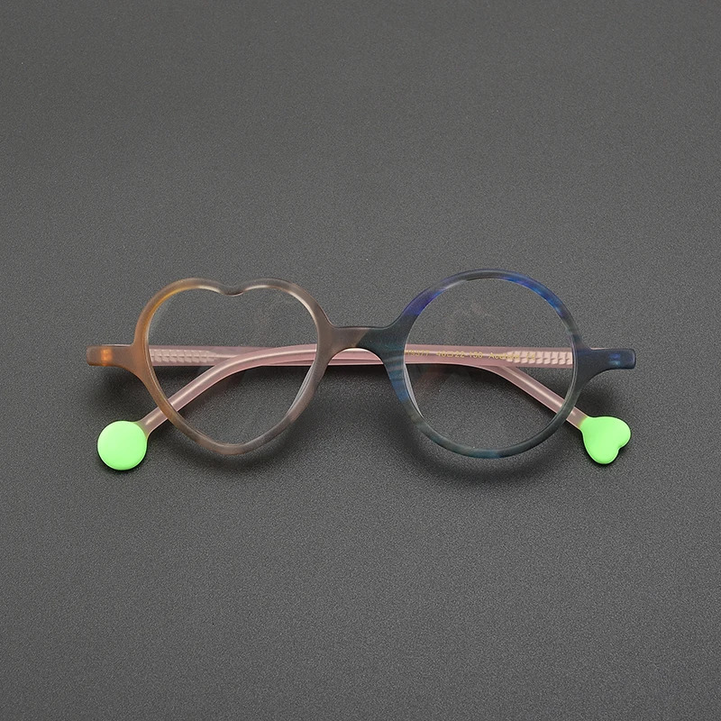 High quality individual hand frosted multicolor glasses frame heart-shaped sweet and cute fashion niche hip hop optical glasses 250107
