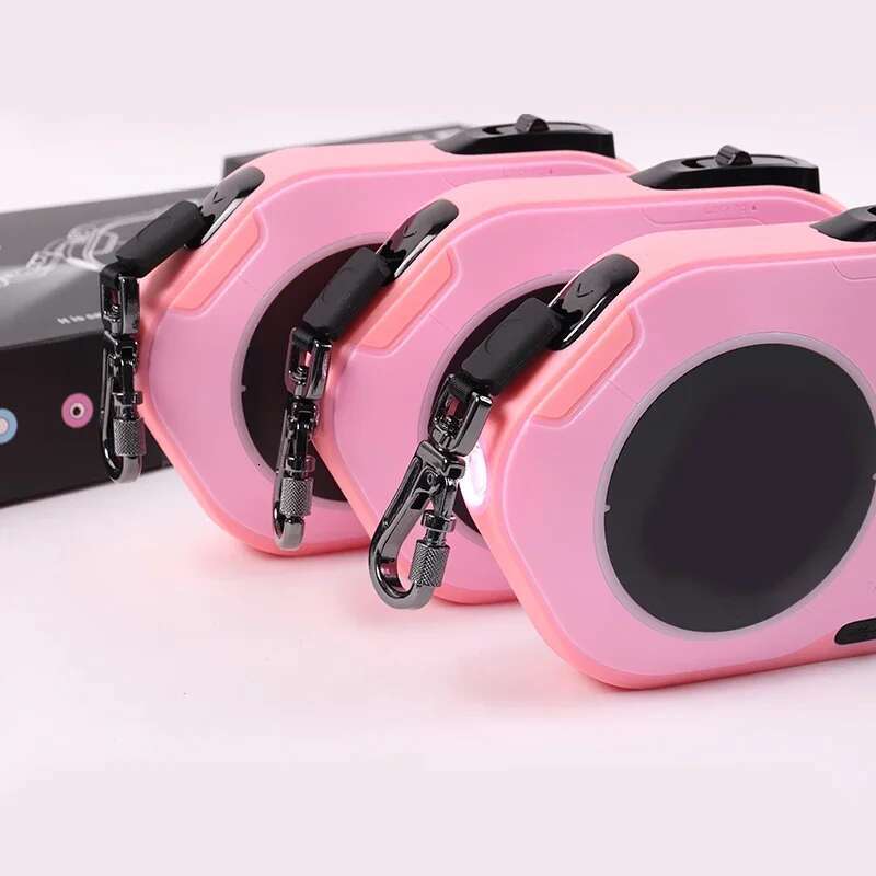 Okeypets Custom Brand Adjustable Extending Automatic Traction Heavy Duty Rope Lead Retractable Pet Dog Leash With LED Light