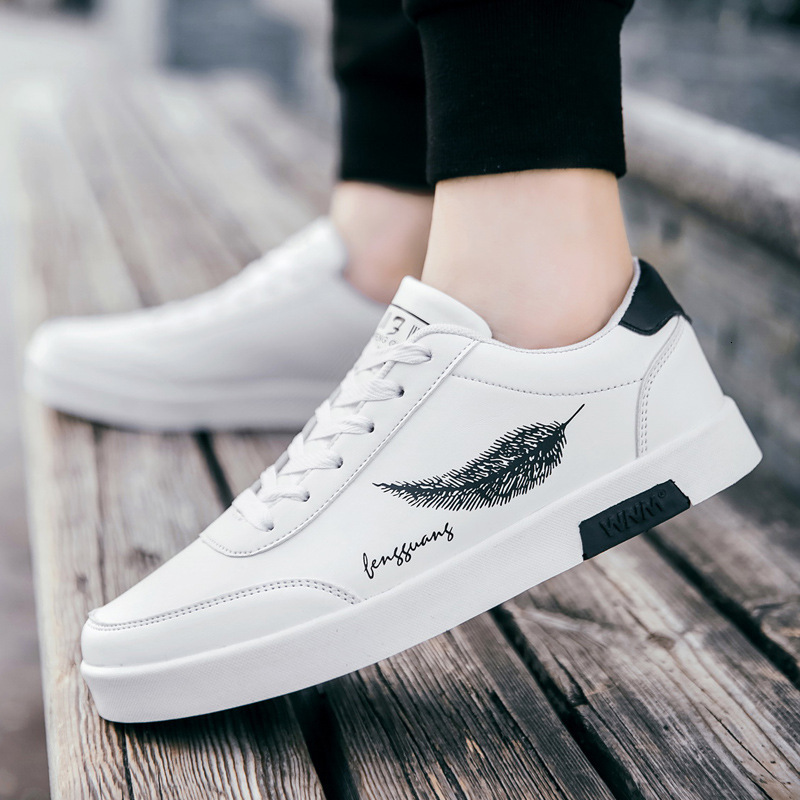 White Sports Trendy Men Shoes Leather Man Flats Comfort Hard-Wearing Mens Casual Sneakers Zapatillas De Hombre