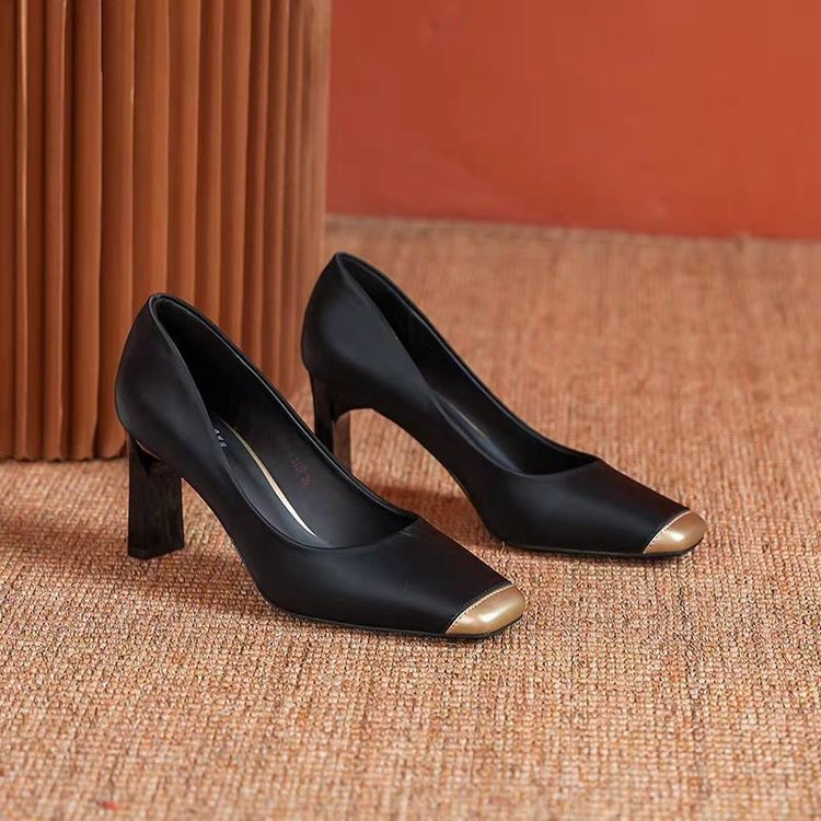 hot Women Dress Shoes High Heel Increase Height 7 CM NEW hot Square Toe Business Formal Wear Triple Black Beige Grey Free shipping
