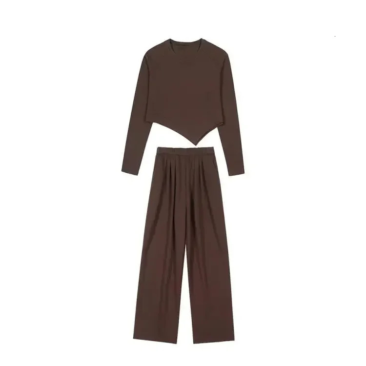 Jogging Suits for Women Retro Hong Kong Style Chic Autumn Winter High Street Casual Sweatshirt Wideleg Pants Twopiece Set 250106