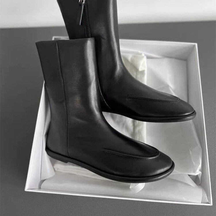 New Ankle Boos 2024 Flat Casual Solid Boots Pu Leather atos Mujer Fashion Autumn Women Shoes Short Botas Femininas 01ce