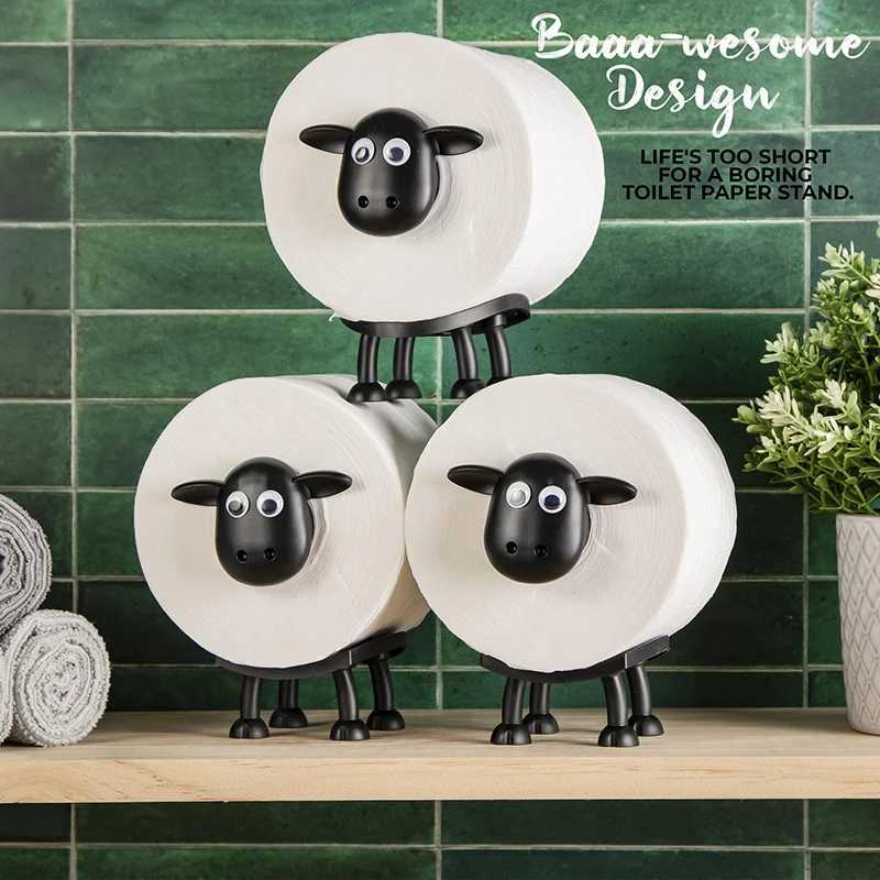 1/3 piece sheep toilet roll holder interesting toilet paper holder standing bathroom set black sheep roll holder cute bathroom decoration Y250107