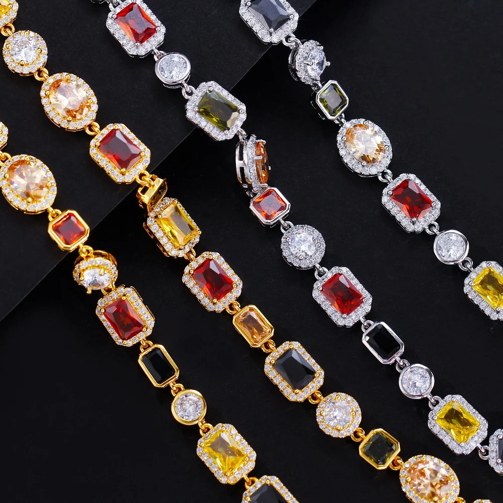 CWWZircons Vibrant Multi Color Cubic Zirconia Irregular Chain Necklace for Women Daily Party Engagement Jewelry Accessory CP130250103