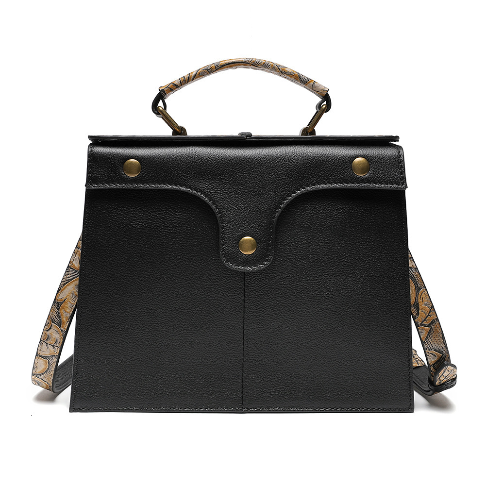 New Genuine Leather Small Emed Handbag Wind Cowhide Women's One Shoulder Diagonal Straddle Bag