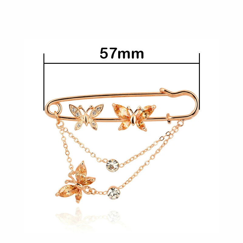 ZHOUYANG Butterfly Brooches Crystal Champagne Rose Gold Color Pin Jewelry Austrian Crystal Wholesale ZYX015 241230