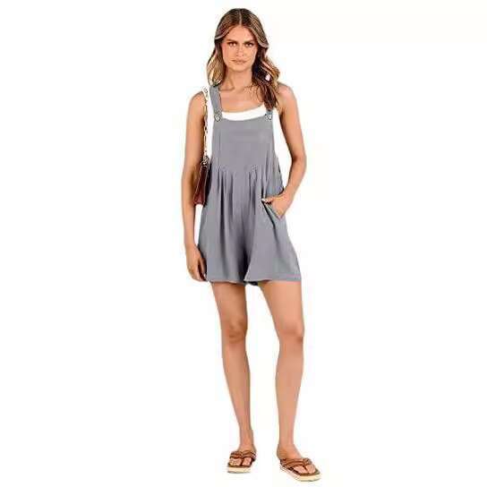 Women's Bagged Cotton And En Loose Casual Slimming Wide Leg Jumpsuit Shorts For Women