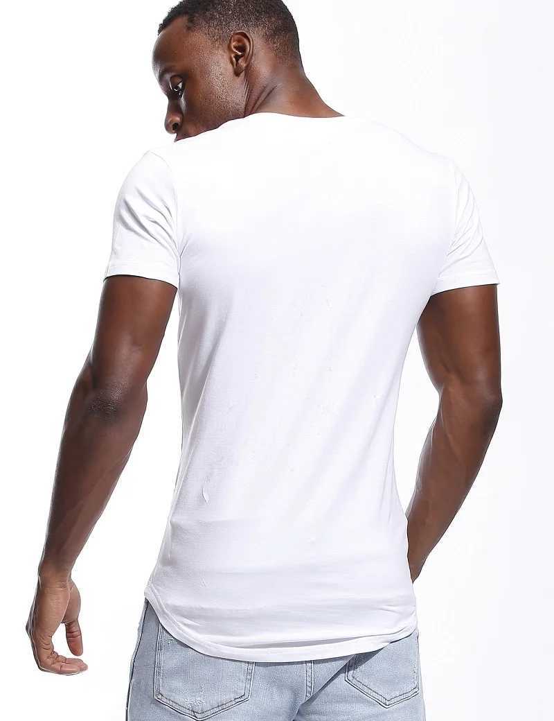 High Quality Deep V-neck mens T-shirt low cut wide V-neck T-shirt mens Modal Drop Tail slim fit short sleeved invisible underwear T250108